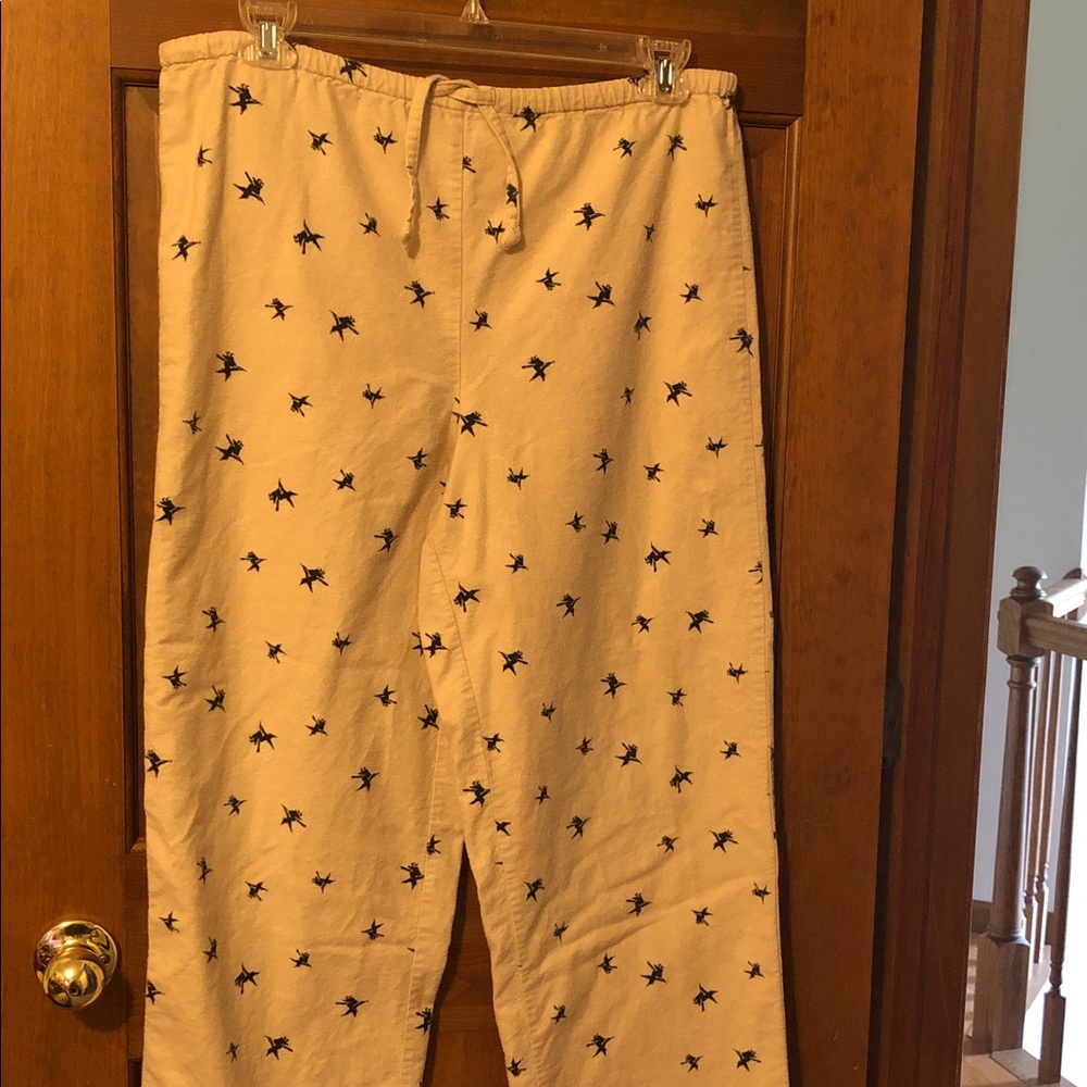 HALLOWEEN Old Navy Beige with Witch on Broom Flannel Pajama Bottoms